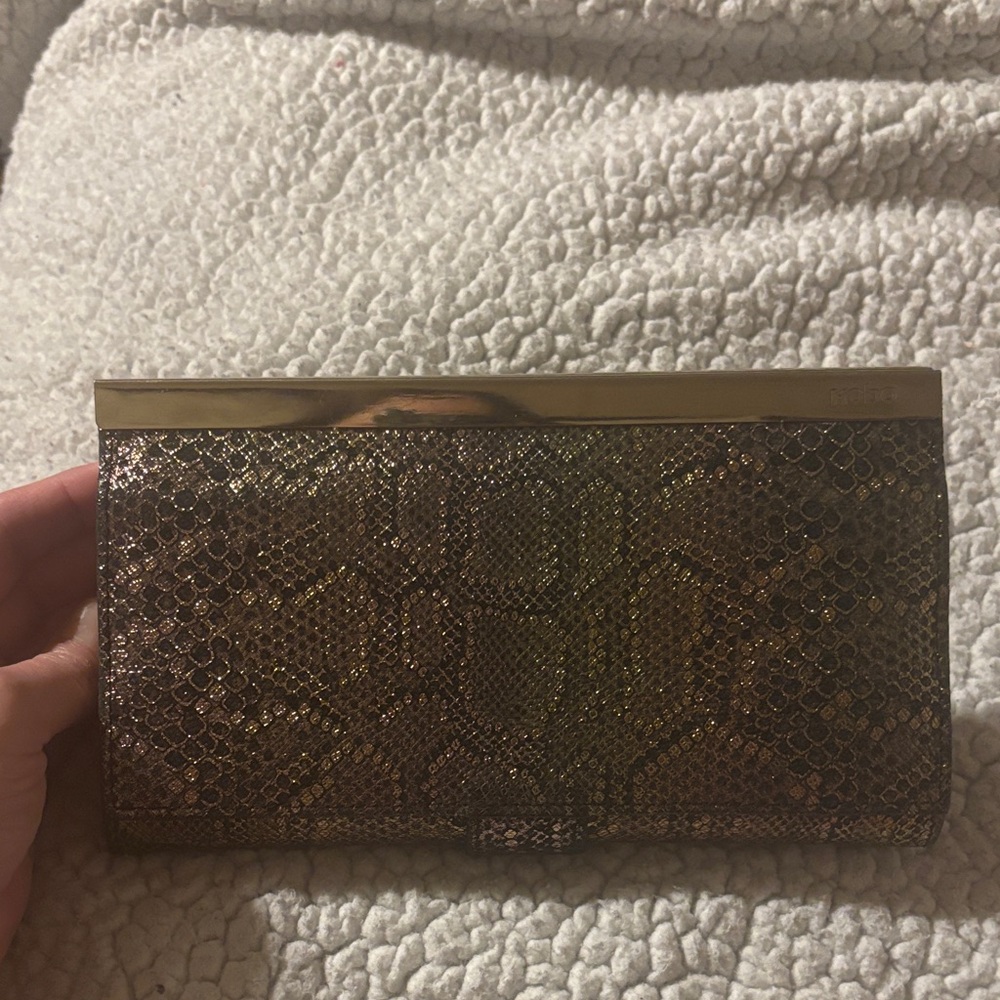 HOBO Metallic Bronze Snake-Embossed Clutch Wallet
